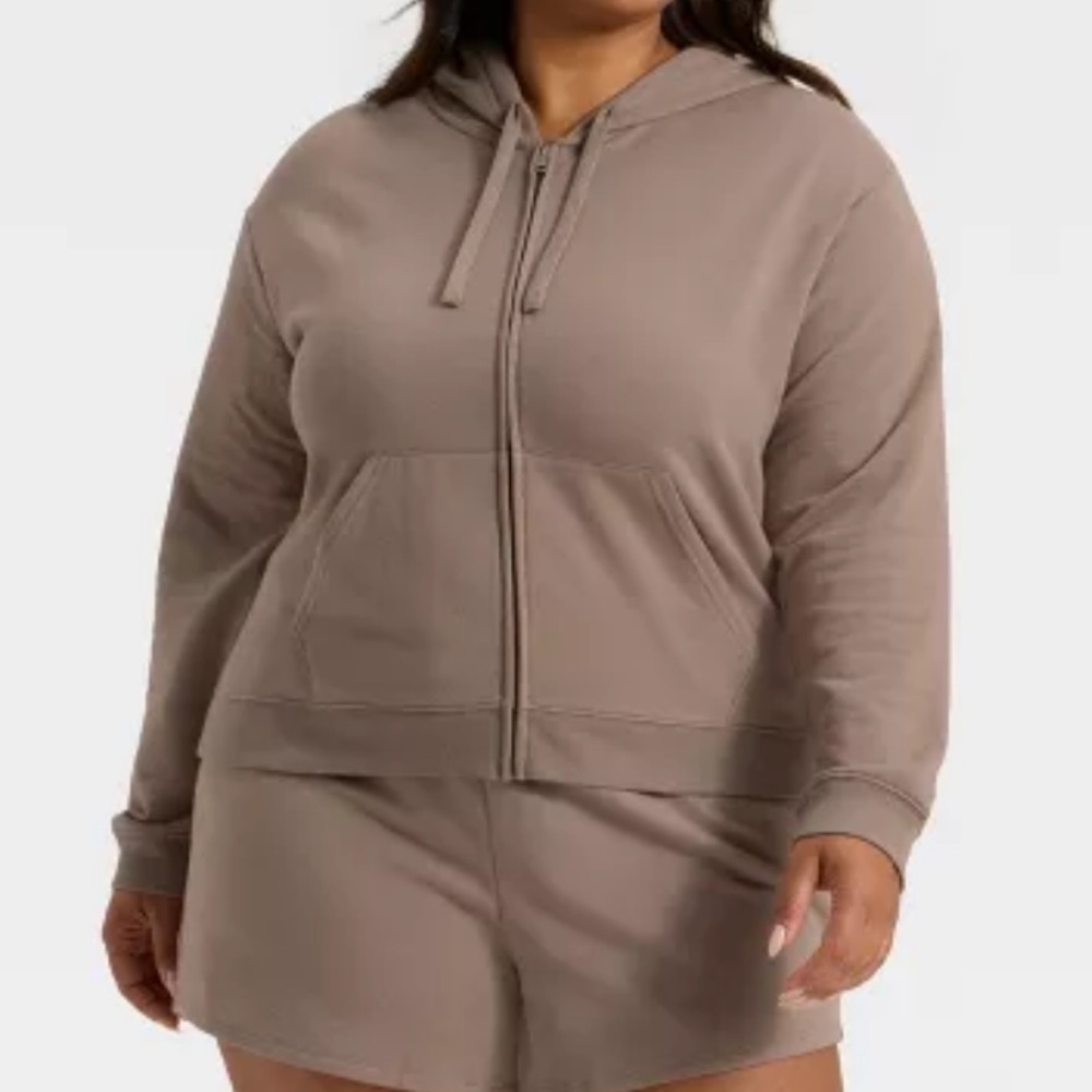 Auden Women's Fleece Zip-Up Brown Sweatshirt Sz XXL‎